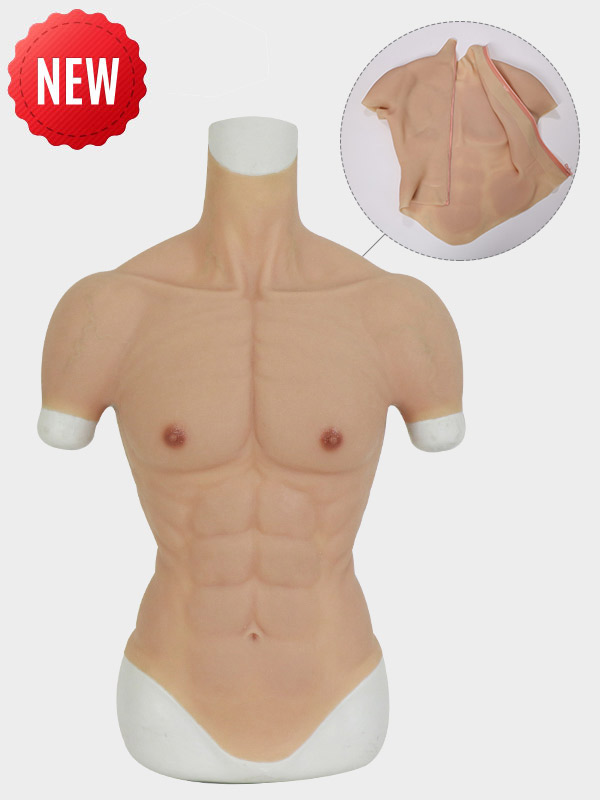 Silicone Muscle Suit with Zipper Realistic Silicone Bodysuit Realistic Male  Chest Muscle Simulation Skin,Dark : : Health & Personal Care