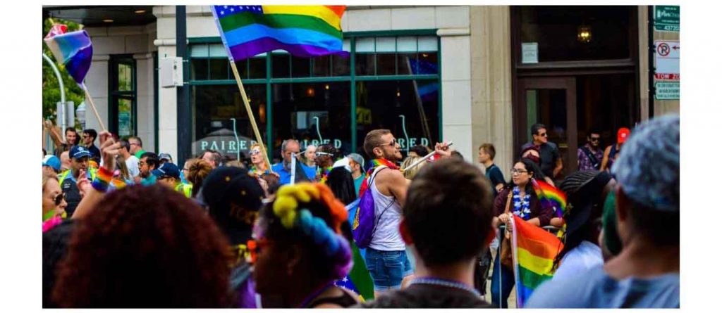 rainbow flag parade