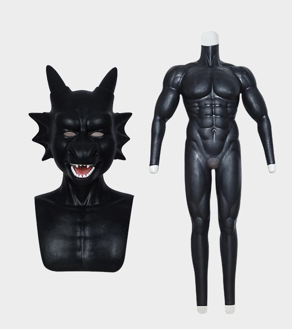 Black Dragon Mask + Muscle Suit with Anal Hole and Front Hole