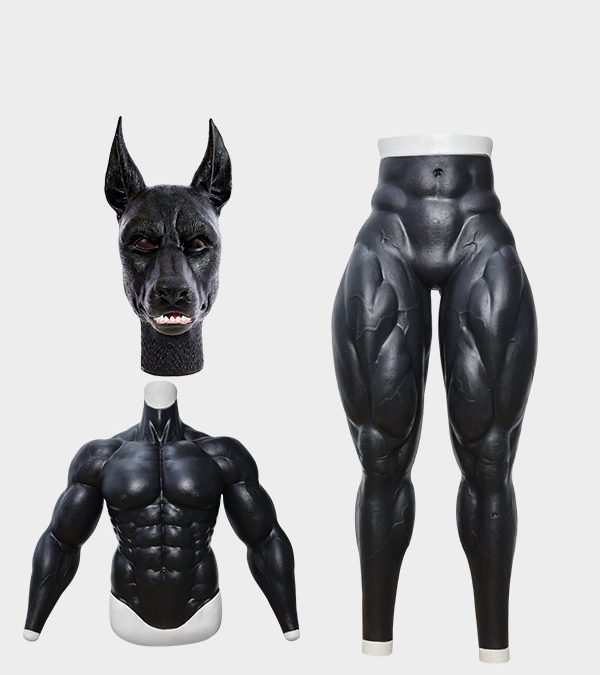 Black Puppyman Mask + Upgraded Muscle Suit + Long Muscle Pants