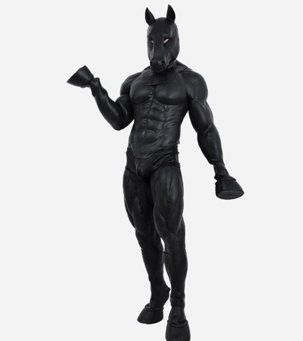 Silicone Black Horse Muscle Petsuit Set