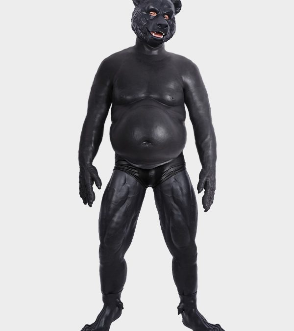 Silicone Black Strong Bear Beer Belly Petsuit Set