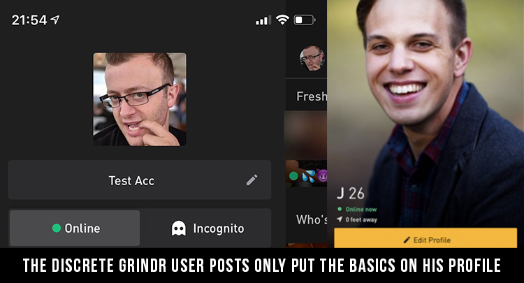 Grindr - discreet profile