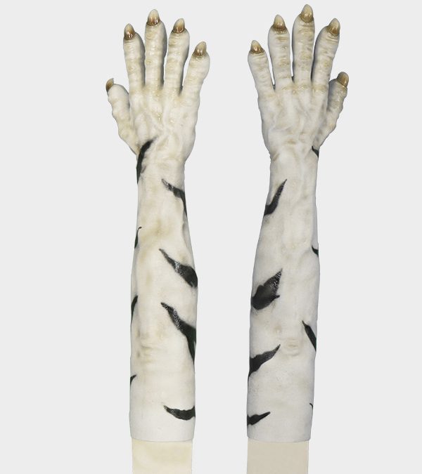 White Realistic Silicone Tiger Gloves