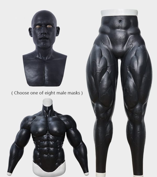 Black Male Mask + Upgraded Muscle Suit + Long Muscle Pants