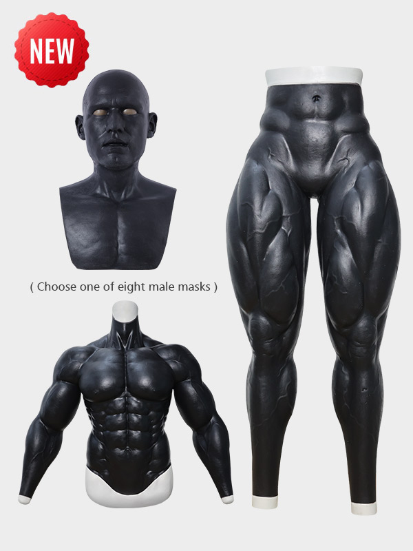 Black Male Mask + Upgraded Muscle Suit + Long Muscle Pants