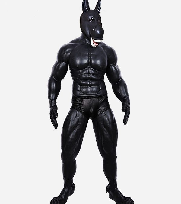 Silicone Black Donkey Muscle Petsuit Set