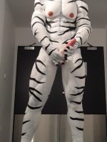 Silicone White Tiger Muscle Petsuit Set