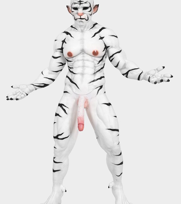 Silicone White Tiger Muscle Petsuit Set