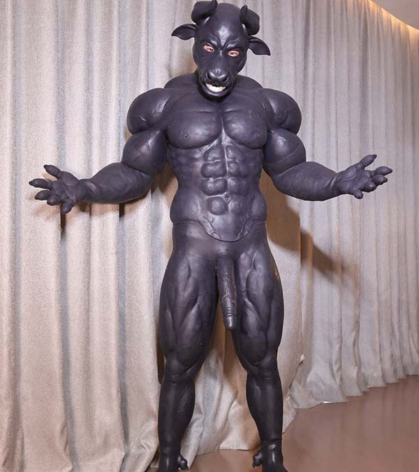 Silicone Bull Muscle Petsuit Set with Penis