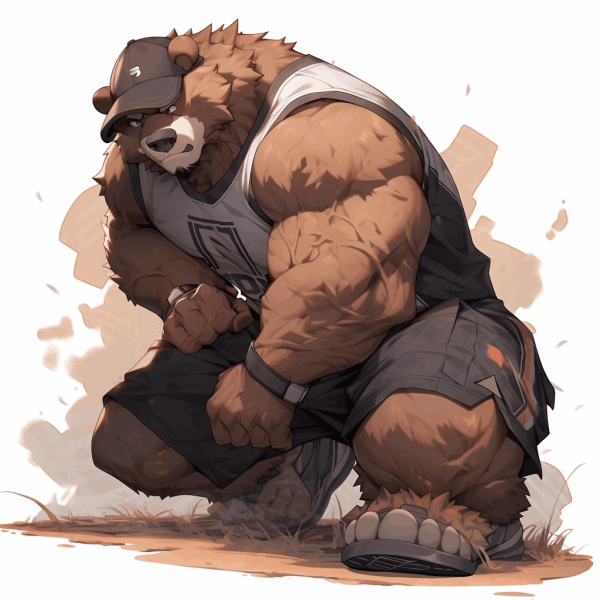 Muscular Bear,Strong and Courageous Bear,Furry Bear,Anthropomorphism Bear
