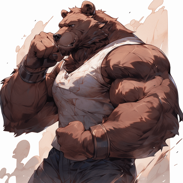 Muscular Bear,Strong and Courageous Bear,Furry Bear,Anthropomorphism Bear-3