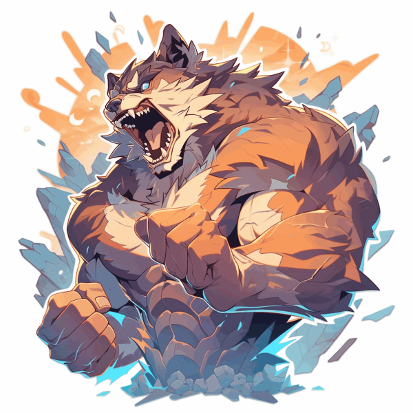 Muscular Wolf, Strong and Courageous Wolf, Furry Wolf, Anthropomorphism Wolf-3