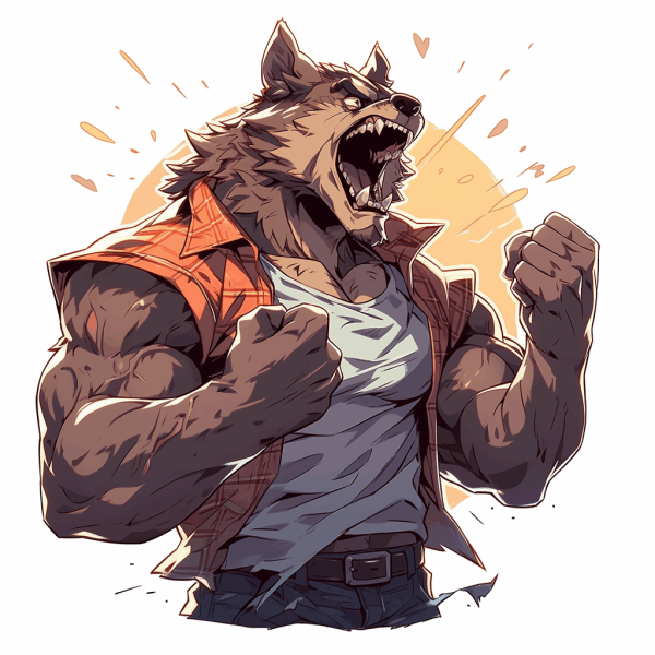 Muscular Wolf, Strong and Courageous Wolf, Furry Wolf, Anthropomorphism Wolf-2