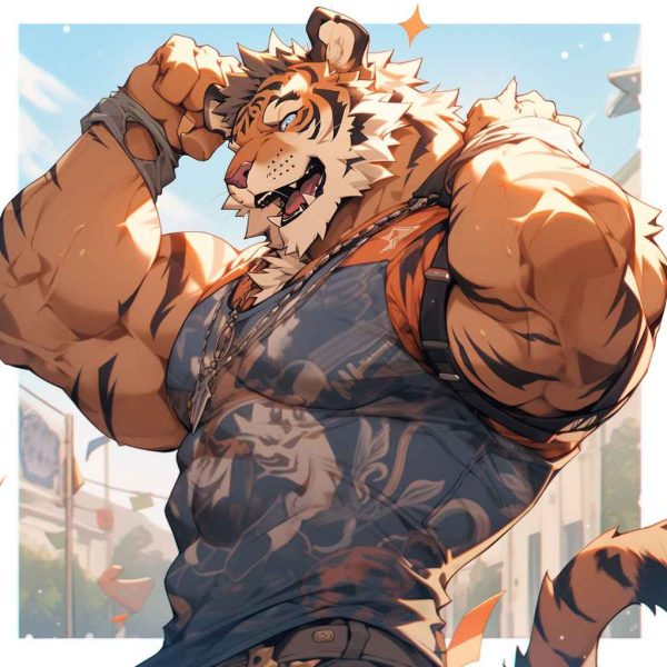 Muscular Tiger, Strong and Courageous Tiger, Furry Tiger, Handsome Tiger, Agile Tiger, Anthropomorphism Tiger-3