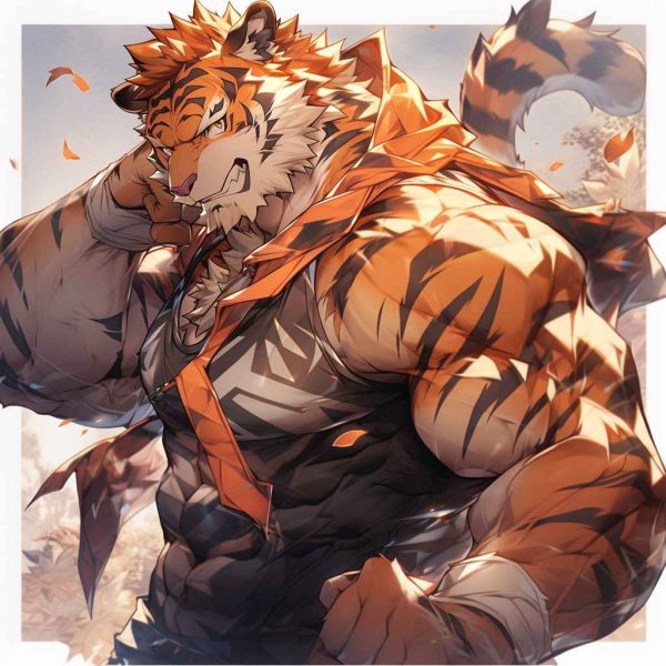 Muscular Tiger, Strong and Courageous Tiger, Furry Tiger, Handsome Tiger, Agile Tiger, Anthropomorphism Tiger-1