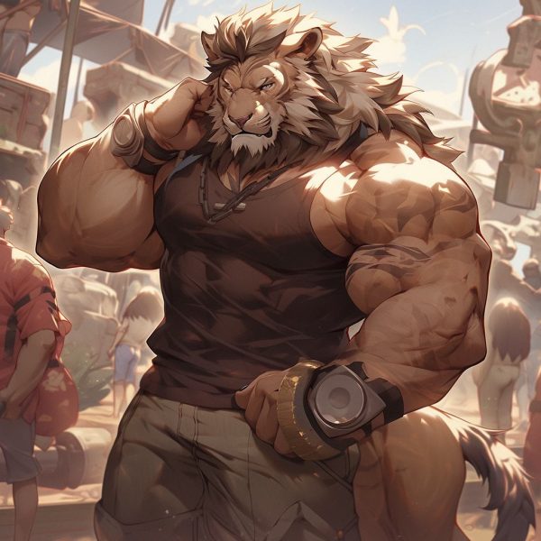 Muscular Lion, Strong and Courageous Lion, Noble and Elegant Lion, Furry Lion, Handsome Lion, Agile Lion, Anthropomorphism Lion-1