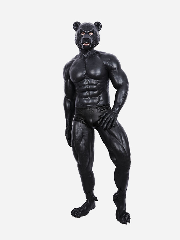 Silicone Black Strong Bear Muscle Petsuit Set