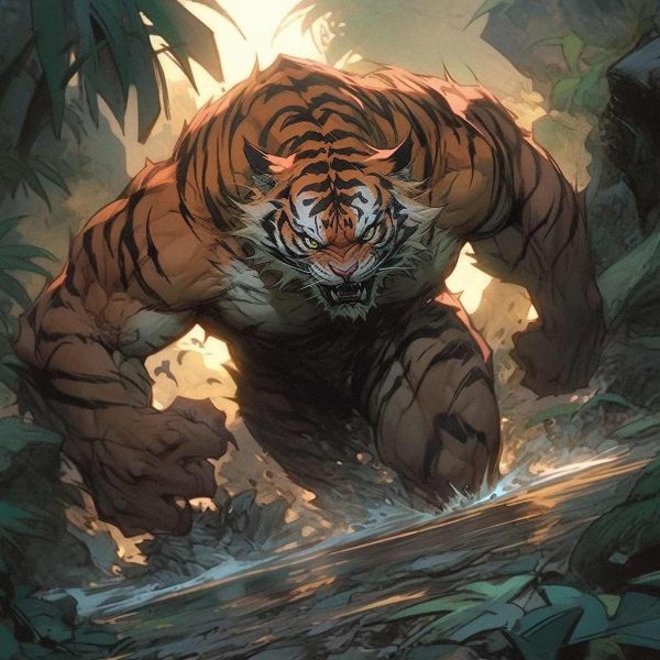 Muscular Tiger, Strong and Courageous Tiger, Noble and Elegant Tiger, Furry Tiger, Handsome Tiger, Agile Tiger, Anthropomorphism Tiger-1
