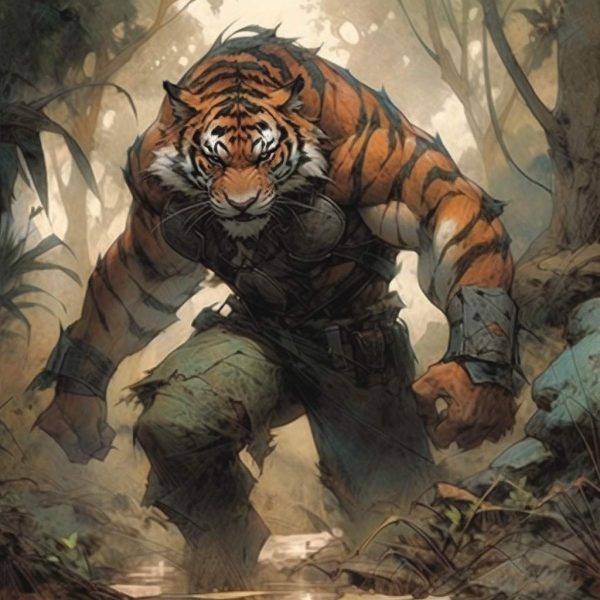 Muscular Tiger, Strong and Courageous Tiger, Noble and Elegant Tiger, Furry Tiger, Handsome Tiger, Agile Tiger, Anthropomorphism Tiger-2