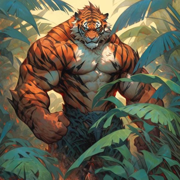 Muscular Tiger, Strong and Courageous Tiger, Noble and Elegant Tiger, Furry Tiger, Handsome Tiger, Agile Tiger, Anthropomorphism Tiger-3