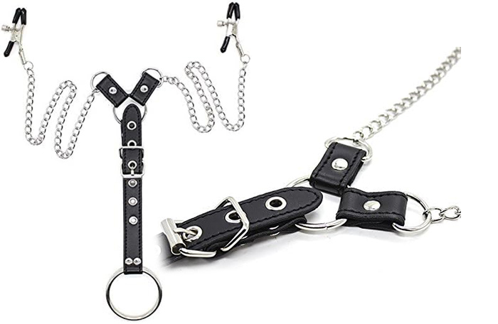 Nipple Clamps With Chain and Cock Ring