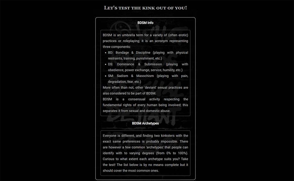 The BDSM Test