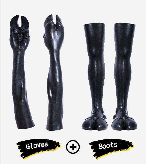 Black Silicone Cow/Bull Hoof Gloves + Hoof Boots
