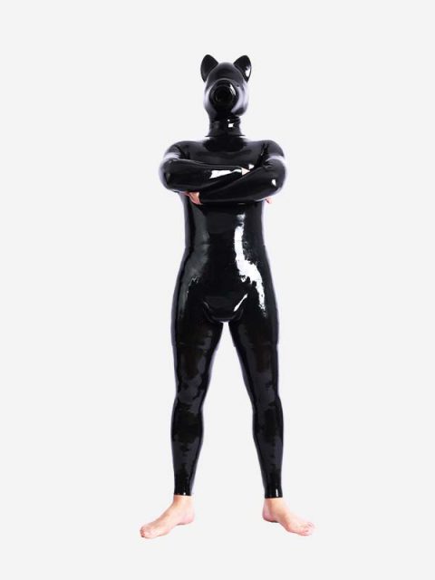 Silicone Short Ears Drone Hood + Neck Entry Silicone Catsuit + Bulging ...