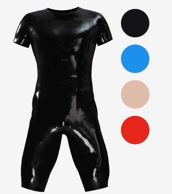 Neck Entry Short-Sleeve Silicone Catsuit Without Zippers