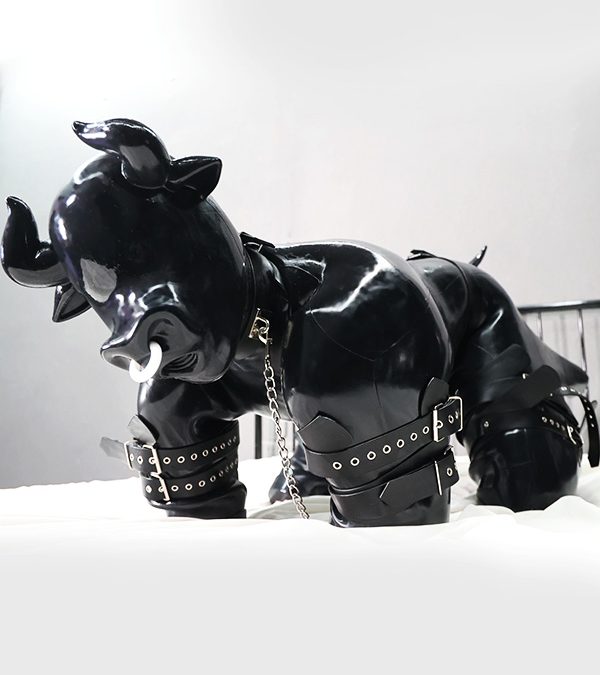 Silicone BULL Drone Hood+Puppy Gimp Suit