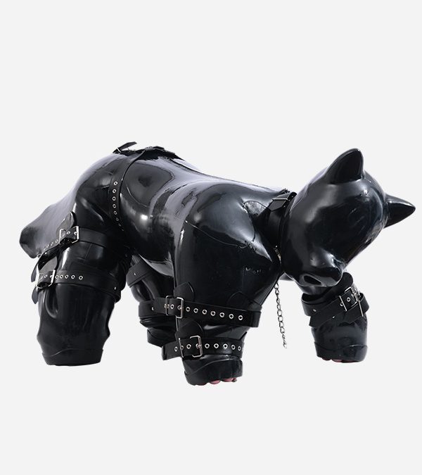 Silicone Short Ears Drone Hood+Puppy Gimp Suit