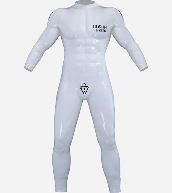 White Glossy Silicone Muscle Suit With Anal Hole – Operative K2