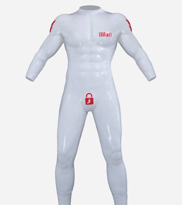 White Glossy Silicone Muscle Suit With Anal Hole – Warrant 03