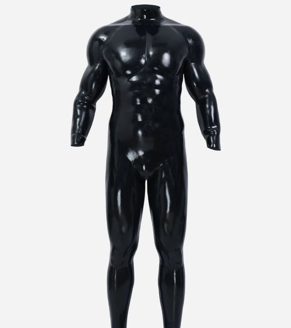 Black Glossy Silicone Muscle Suit With Anal Hole