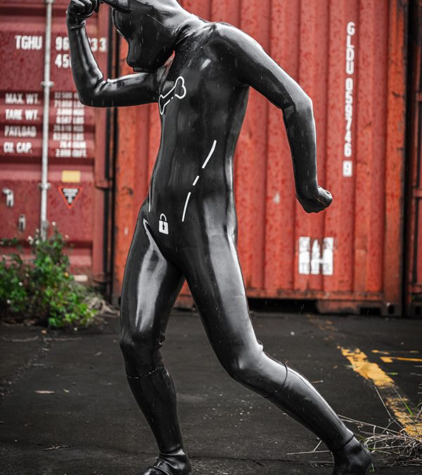 Black Silicone Short Ears Drone Petsuit Set – Bone