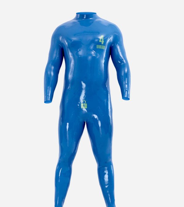 Blue Neck Entry Silicone Catsuit Without Zippers – Lock