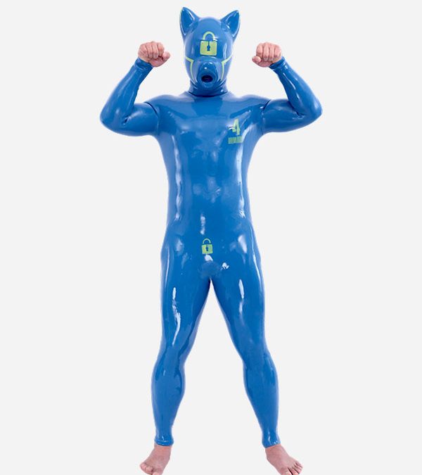 Blue Silicone Short Ears Drone Petsuit Set – Lock