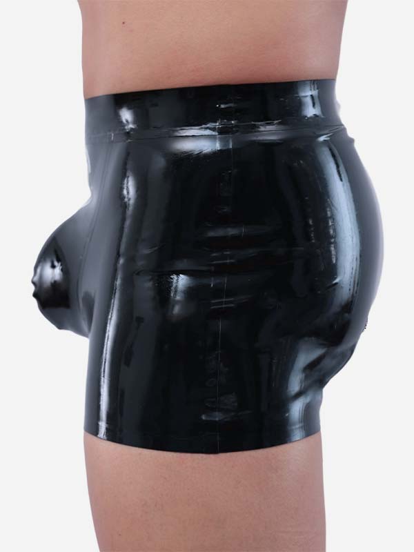 Britishlatex.com Black Latex Rubber Pouch Front Boxer Shorts – Men's Fetish Wear, Handmade In UK