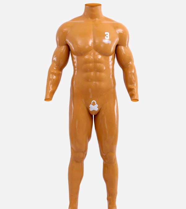 Orange Glossy Silicone Muscle Suit With Anal Hole –XLock