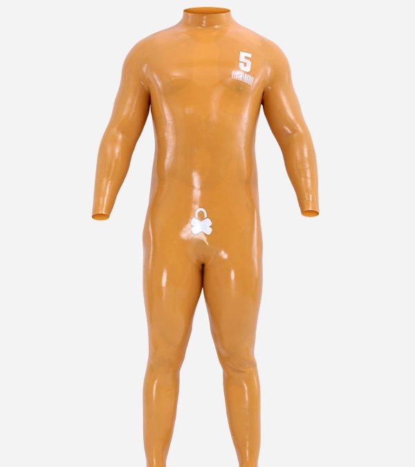Orange Neck Entry Silicone Catsuit Without Zippers – XLock