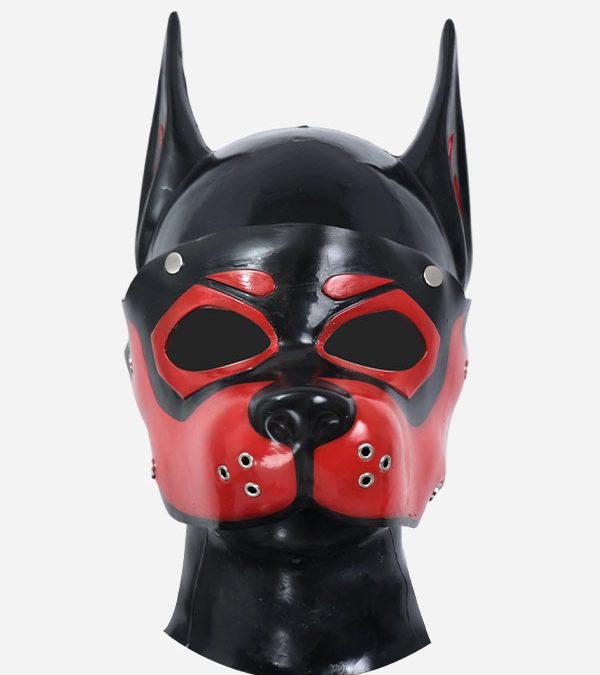 Silicone Muzzle Puppy Hood – Red & Black