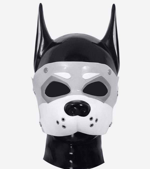 Silicone Muzzle Puppy Hood – White & Grey