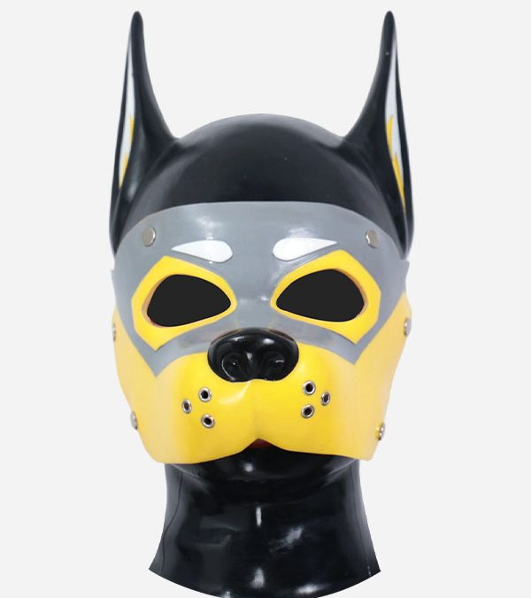 Silicone Muzzle Puppy Hood – Yellow & Grey