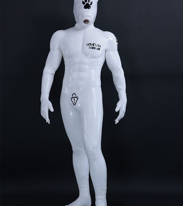White Glossy Silicone Short Ears Drone Muscle Petsuit Set – Operative K2