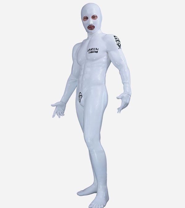 White Glossy Silicone Three-Hole Muscle Petsuit Set – Operative K2