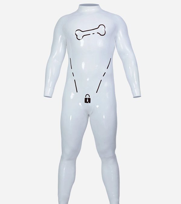 White Neck Entry Silicone Catsuit Without Zippers – Bone
