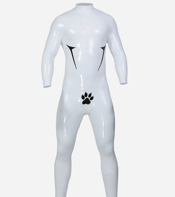 White Neck Entry Silicone Catsuit Without Zippers – Paw
