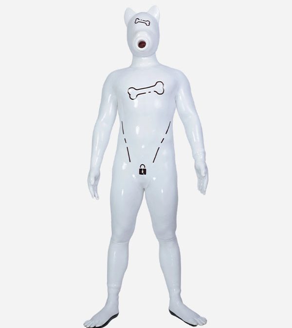 White Silicone Short Ears Drone Petsuit Set – Bone