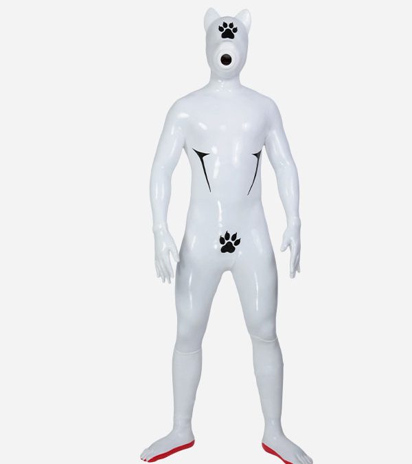 White Silicone Short Ears Drone Petsuit Set – Paw